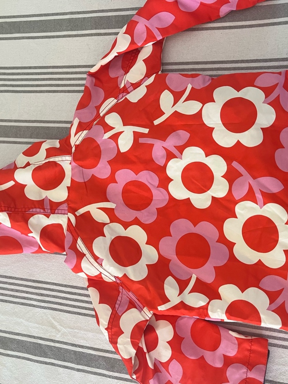 Mini Boden Red Floral Hooded Raincoat with Pink Accents - Picture 6 of 6